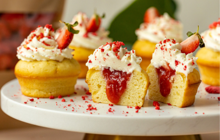 Fitness recept: Vanilkové cupcakes s jahodami a krémem